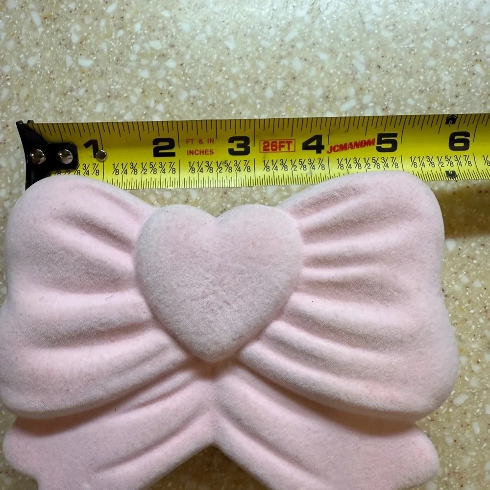 Pink Heart Bow Shaped Jewelry Box Hinged Trinket Storage Case